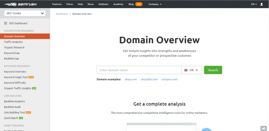 SEMRush Domain Overview