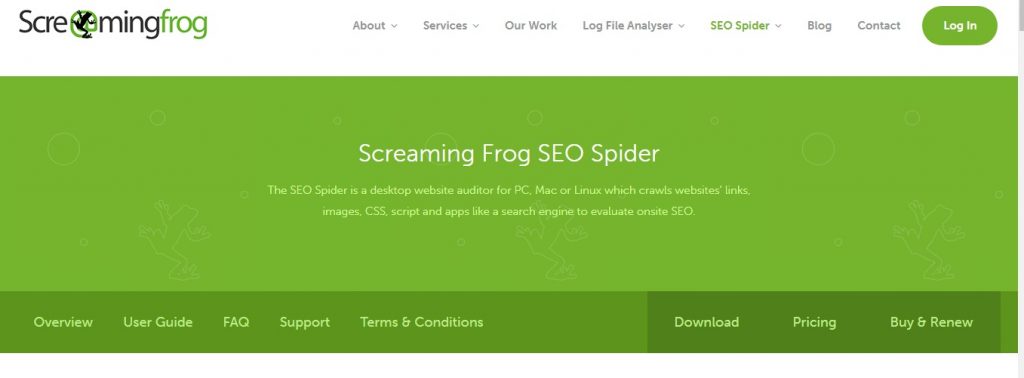 seo tool - screaming frog seo spider