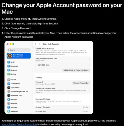 Change your Apple Account password on your Mac