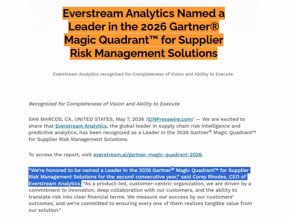 Everstream Analytics 2026 Gartner Leader Recognition